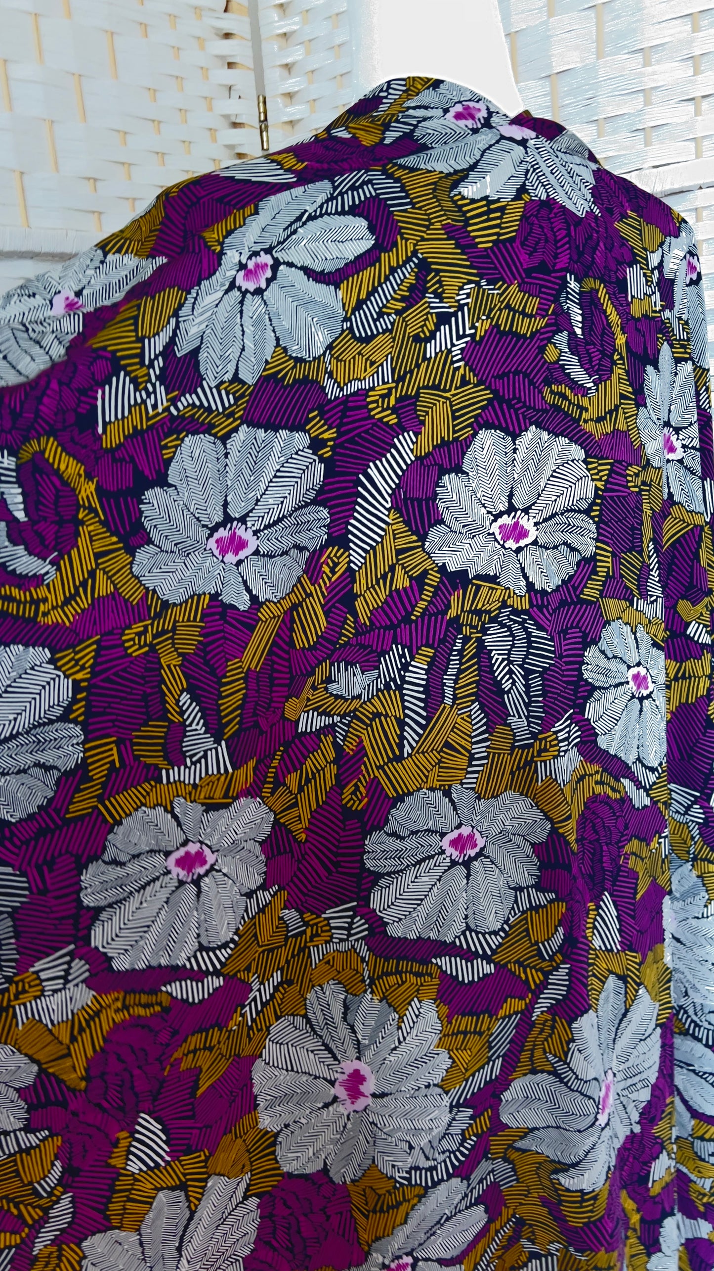 Purple boho Print, Imported Silk Deep V Belted Kaftan lo