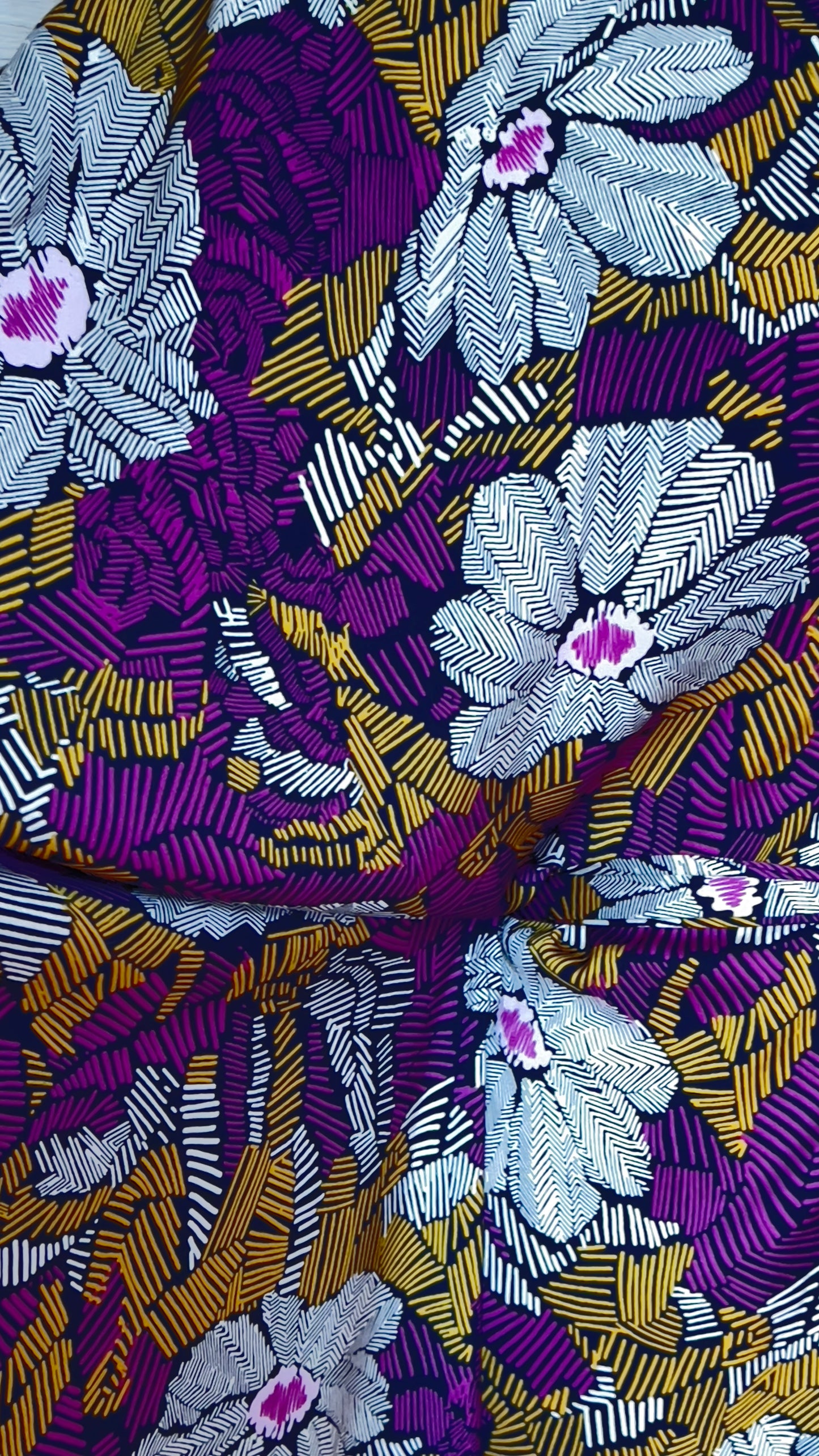 Purple boho Print, Imported Silk Deep V Belted Kaftan lo